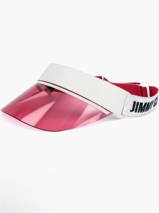 Jimmy Choo Accessories - Jimmy Choo Pink White Logo Visor Adjustable Designer Sun Hat